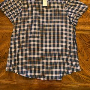 Loft plaid short sleeve top new with tags.